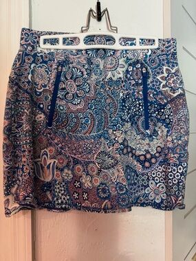 Talbots Navy and Pink Paisley Print Mini Skort